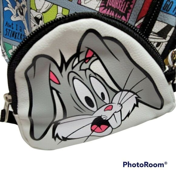 Warner Bros. Looney Tunes Bugs Bunny Mini Backpack w/Zip Pouch White 10.5" NWT - Picture 2 of 12